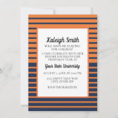 Invitation Orange Navy Blue Stried College Trunk Party (Devant)