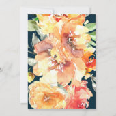 Invitation Orange & Navy Floral Fall in Love Fête des mariées (Dos)