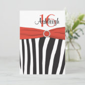 Invitation Orange, Noir, Blanc Zèbre 16ème anniversaire Invit (Debout devant)