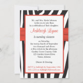 Invitation Orange, Noir, Blanc Zèbre 16ème anniversaire Invit (Dos)