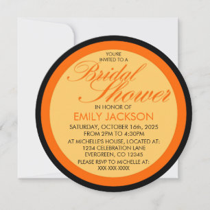 Invitation Orange noir coutume douche nuptiale ronde invitati