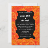 Invitation Orange noir Floral QR Code Rose Fleurs Mariage (Devant)