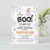 Invitation Orange noir petit garçon fantôme fille baby shower (Debout devant)