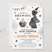 Invitation Orange noir un bébé brasse du baby shower sorcier (Devant)