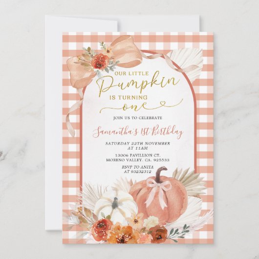 Invitation Orange Notre petit Citrouille fête son anniversair (Devant)