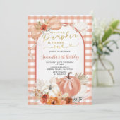 Invitation Orange Notre petit Citrouille fête son anniversair (Debout devant)