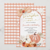 Invitation Orange Notre petit Citrouille fête son anniversair (Devant / Derrière)