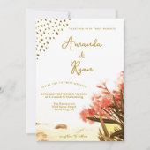 Invitation Orange Oleander Flowers Mariage de Parties scintil (Devant)