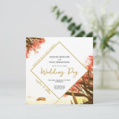 Invitation Orange Oleander sur la plage Floral Mariage (Debout devant)
