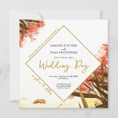 Invitation Orange Oleander sur la plage Floral Mariage (Devant)