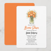 Invitation Orange Palette Ranunculus Mason Jar Bridal Shower (Devant / Derrière)