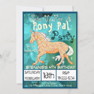 Invitation Orange Palomino Anniversaire II (bulles turquoises