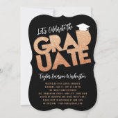 Invitation Orange Parties scintillant Graduate Couduate Gradu (Devant)