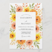 Invitation Orange Peach Painterly Blossom Wedding (Devant)