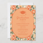 Invitation Orange Pêche Floral Lycée de Plaisance Cap Graduat (Devant)