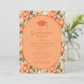 Invitation Orange Pêche Floral Lycée de Plaisance Cap Graduat (Debout devant)