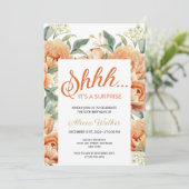 Invitation Orange Peony Floral Surprise Anniversaire (Debout devant)