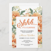 Invitation Orange Peony Floral Surprise Anniversaire (Devant / Derrière)