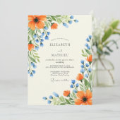 Invitation Orange Periwinkle Lush Summer Wedding (Debout devant)