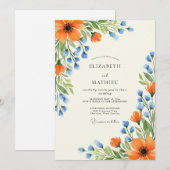 Invitation Orange Periwinkle Lush Summer Wedding (Devant / Derrière)