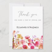 Invitation Orange pink  yellow wildflower summer Thank You  (Devant)
