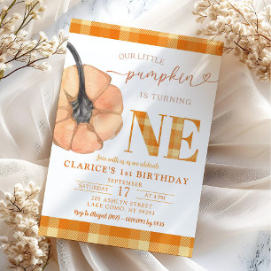 Invitation Orange Plaid Notre Petit Citrouille En Tourne Un