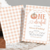 Invitation Orange Plaid Preppy Citrouille Onederful 1er anniv