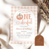 Invitation Orange Plaid Preppy Citrouille Onederful 1er anniv