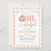 Invitation Orange Plaid Preppy Citrouille Onederful 1er anniv (Devant)