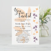 Invitation Orange & Plum Feuilles Jolie Typographie Invitatio (Debout devant)