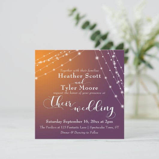 Invitation Orange Plum Ombre & Clés Mariage 2b (Debout devant)