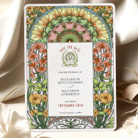 Orange Poppies & Daisies Art Nouveau Enregistrer l