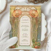 Invitation Orange Poppy Arch Art Nouveau Mariage