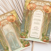 Invitation Orange Poppy Arch Art Nouveau Mariage