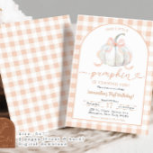 Invitation Orange Preppy En vichy Citrouille 1er anniversaire