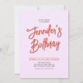 Invitation Orange Purple Chic Letter Script Anniversaire Fête (Devant)