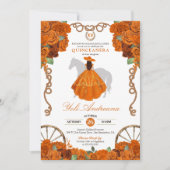 Invitation Orange Quinceanera Rustique Ouest Charra (Devant)