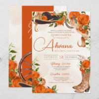 Orange Quinceanera Vintage Charro Rose occidental