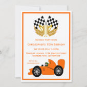 Invitation Orange Racing Car Anniversaire (Devant)
