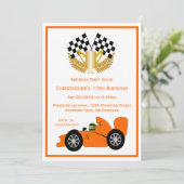 Invitation Orange Racing Car Anniversaire (Debout devant)