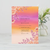 Invitation Orange Radiant Sunset Summer Wedding (Debout devant)