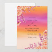 Invitation Orange Radiant Sunset Summer Wedding (Devant / Derrière)