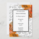 Invitation Orange Red Border Floral Elégant anniversaire (Devant)