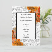 Invitation Orange Red Border Floral Elégant anniversaire (Debout devant)