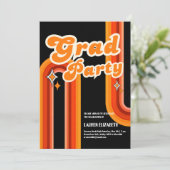Invitation  Orange &Red Rainbow Typography Summer Sun Grad (Debout devant)