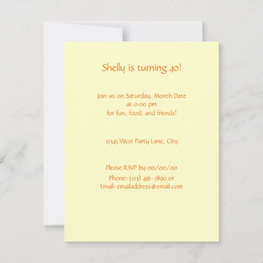 Invitation Orange Rétro (Dos)