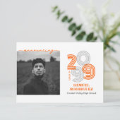 Invitation Orange Retro Big Numbers Classe de photo (Debout devant)