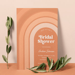 Invitation Orange Retro Boho Rainbow Peach Fête des mariées