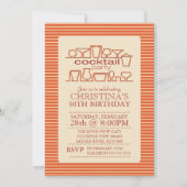 Invitation Orange Retro Cocktail Anniversaire (Devant)