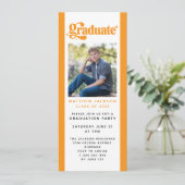 Invitation Orange Retro Graduation Party Digital Evite (Debout devant)